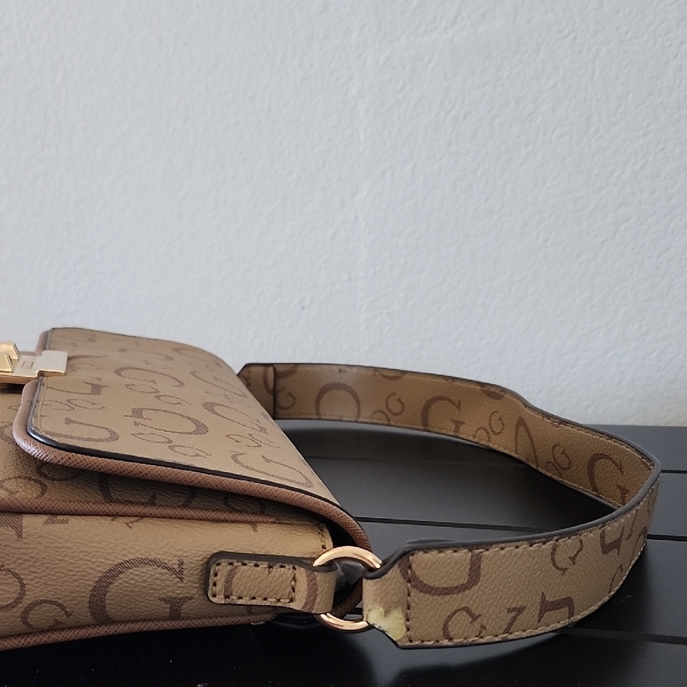 Vintage GUESS Y2K Monogram Baguette Shoulder Bag Brown Logo Purse Gold Hardware - Picture 14 of 14
